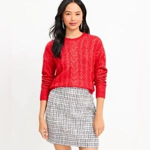 NWT LOFT Cable Knit Sweater in Tango Red